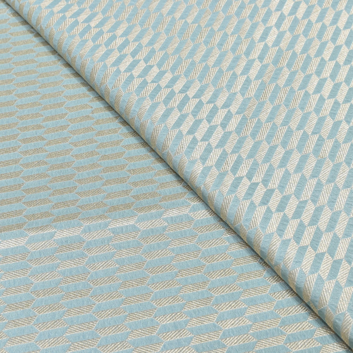 Sky Blue Color Pure Silk Alfi Zari Brocade Fabric 44" – Luxury Traditional Designer Fabric ZTF001-14