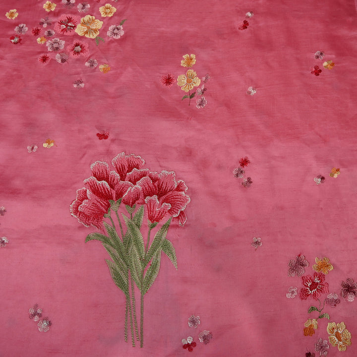 Linen Satin Multi-Color Thread Embroidery Fabric