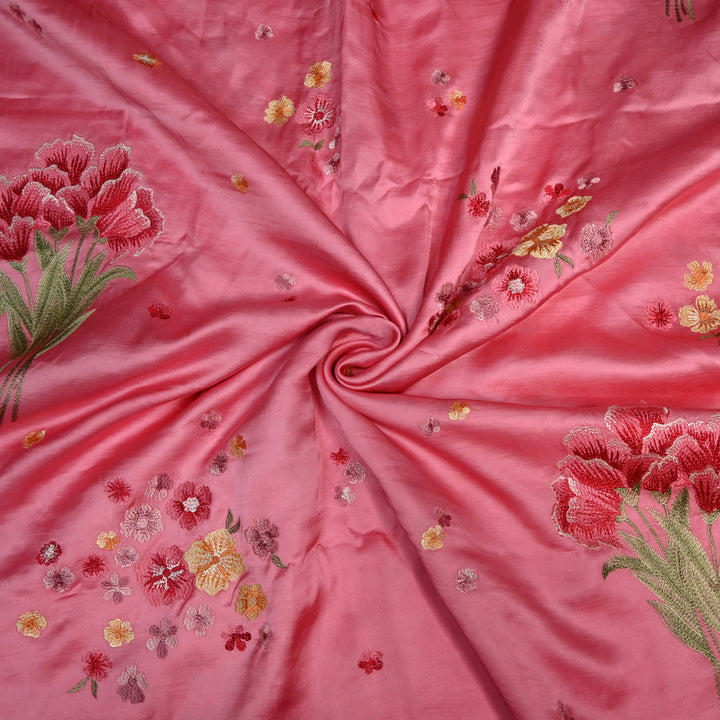 Linen Satin Multi-Color Thread Embroidery Fabric