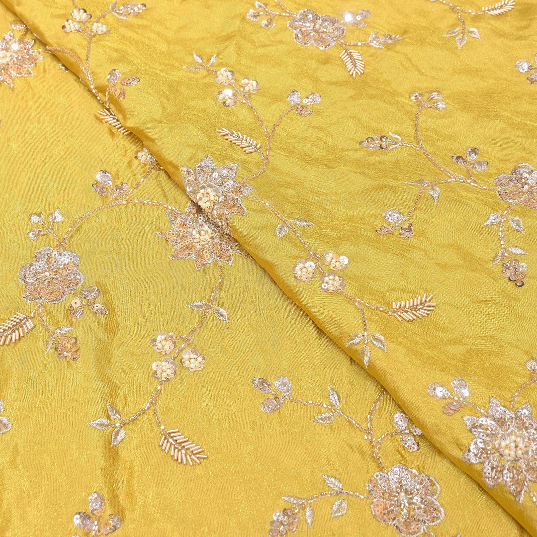 Tissue Moti & Sequins Embroidery Fabric | Elegant Designer Party Wear Fabric | V2734C-01