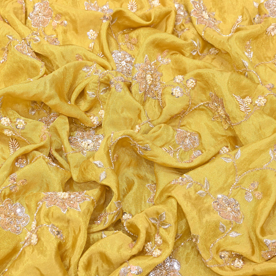 Tissue Moti & Sequins Embroidery Fabric | Elegant Designer Party Wear Fabric | V2734C-01