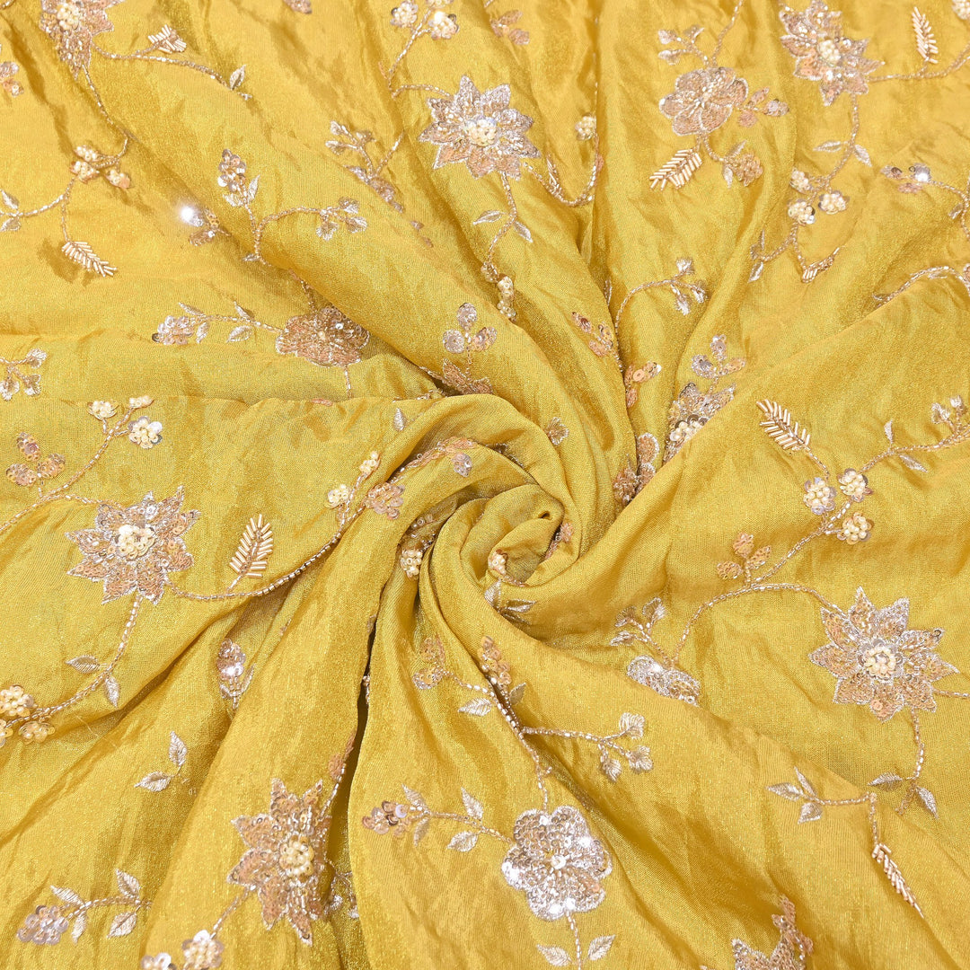 Tissue Moti & Sequins Embroidery Fabric | Elegant Designer Party Wear Fabric | V2734C-01