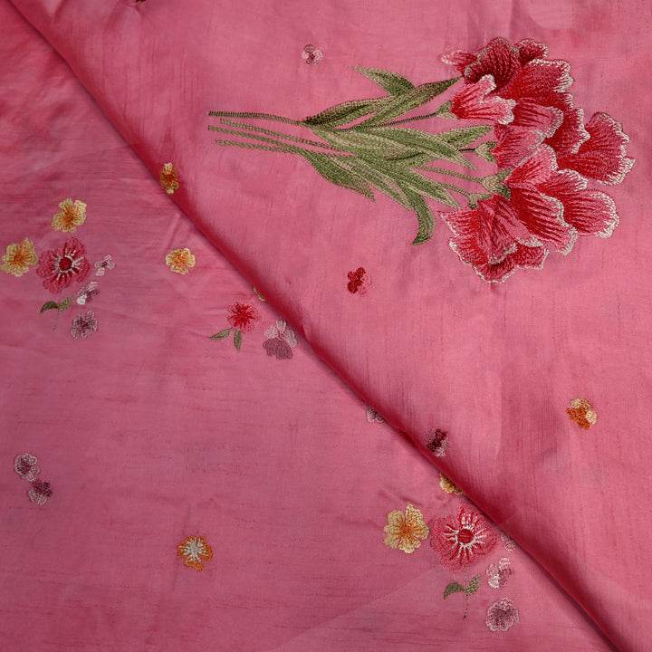 Linen Satin Multi-Color Thread Embroidery Fabric