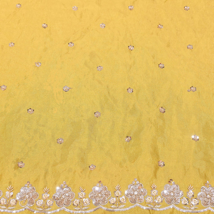 Tissue Moti & Sequins Embroidery Dupatta Fabric | Elegant Designer Party Wear Fabric | V2735C-01