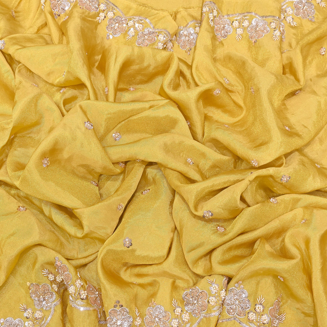 Tissue Moti & Sequins Embroidery Dupatta Fabric | Elegant Designer Party Wear Fabric | V2735C-01