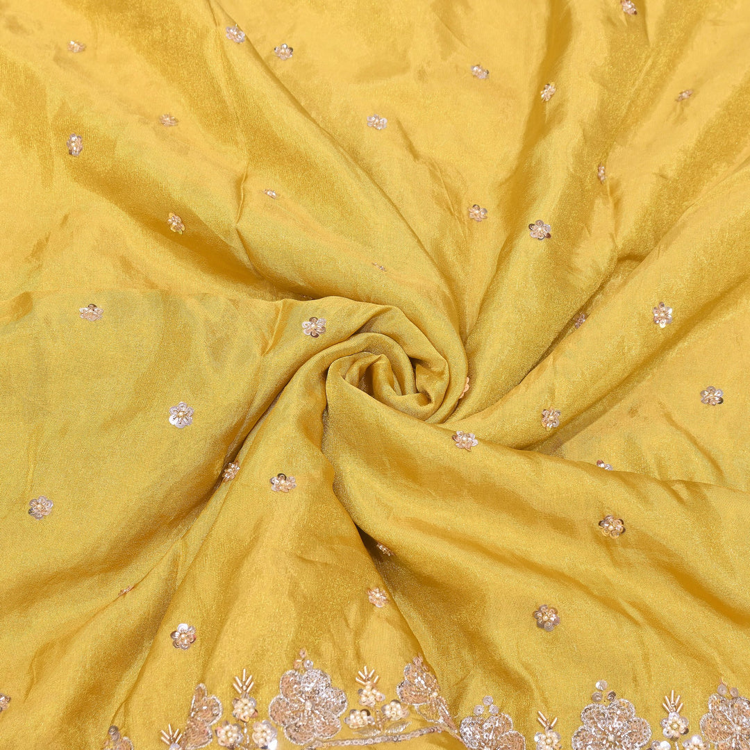 Tissue Moti & Sequins Embroidery Dupatta Fabric | Elegant Designer Party Wear Fabric | V2735C-01