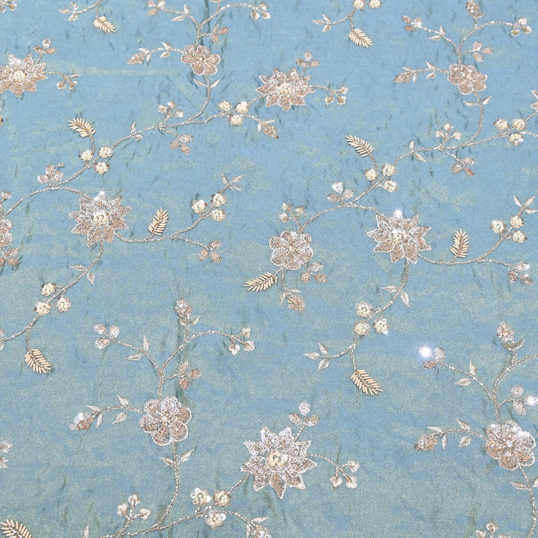 Tissue Moti & Sequins Embroidery Fabric | Elegant Designer Party Wear Fabric | V2734C-02