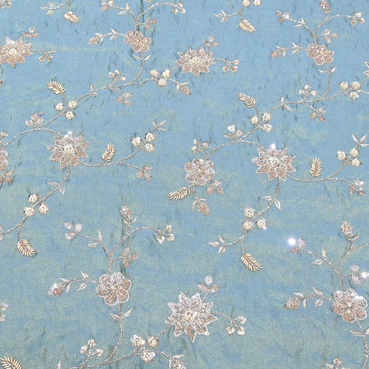 Tissue Moti & Sequins Embroidery Fabric | Elegant Designer Party Wear Fabric | V2734C-02