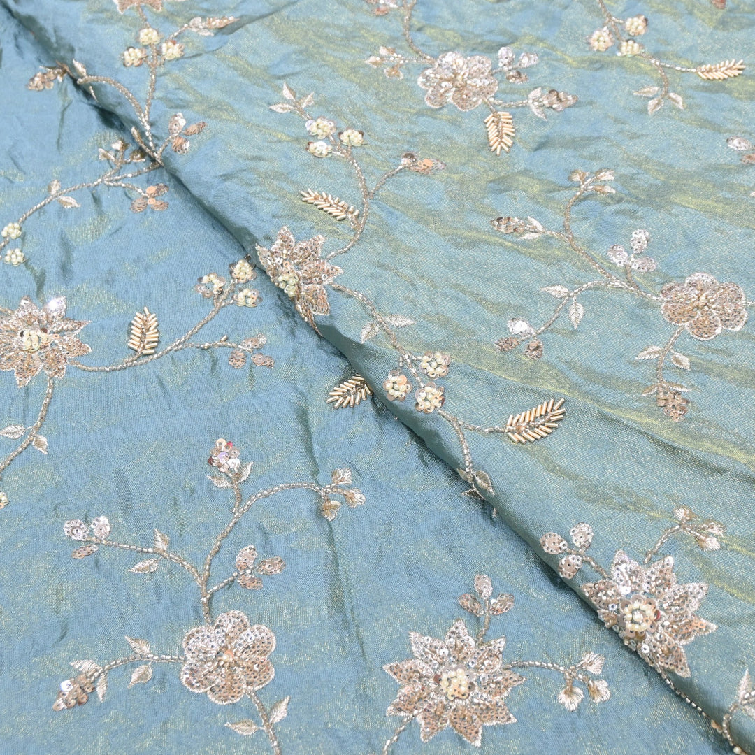 Tissue Moti & Sequins Embroidery Fabric | Elegant Designer Party Wear Fabric | V2734C-02