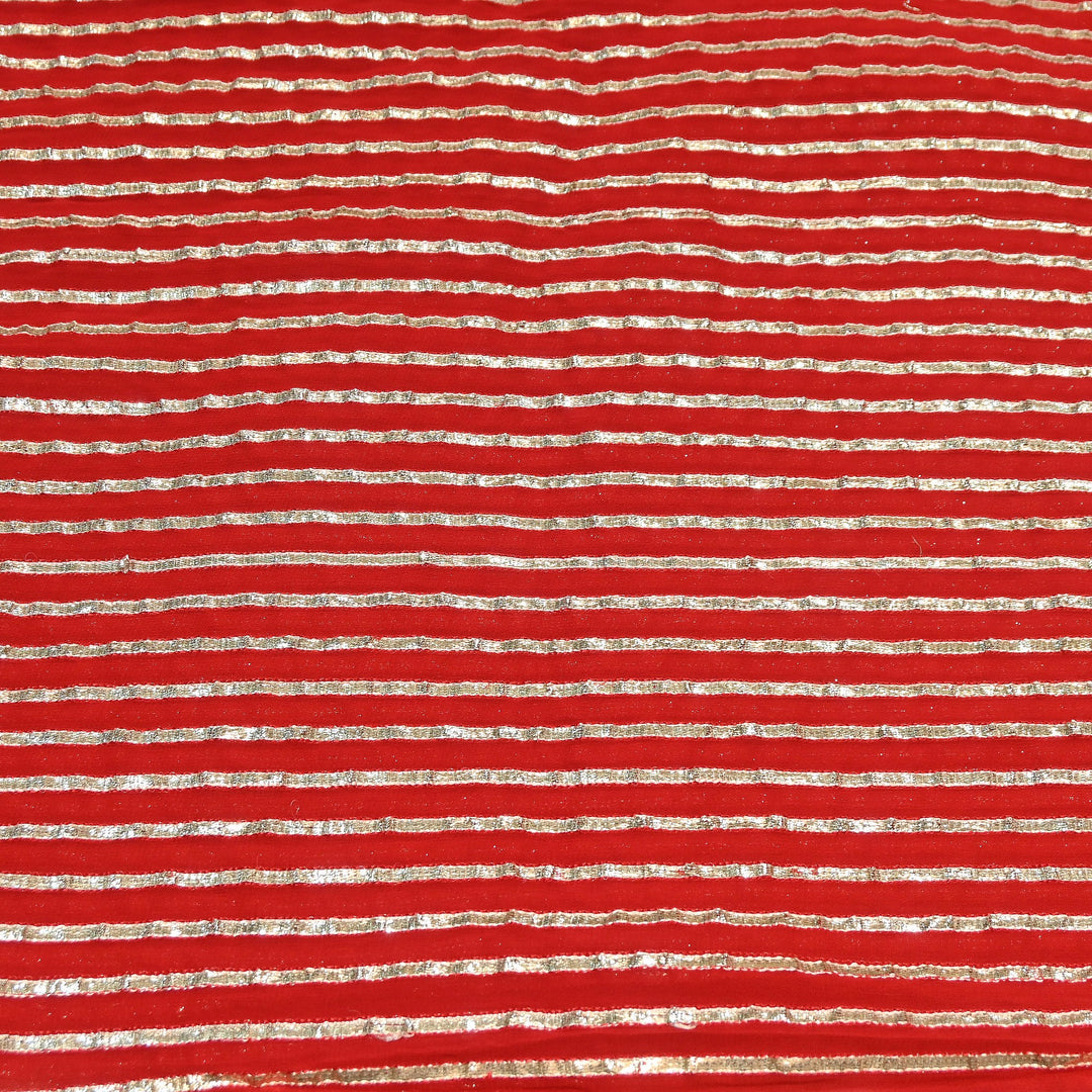 Dyed Viscose Georgette Gota Patti Fabric 44" – Premium Embellished Designer Fabric - RC2335-1