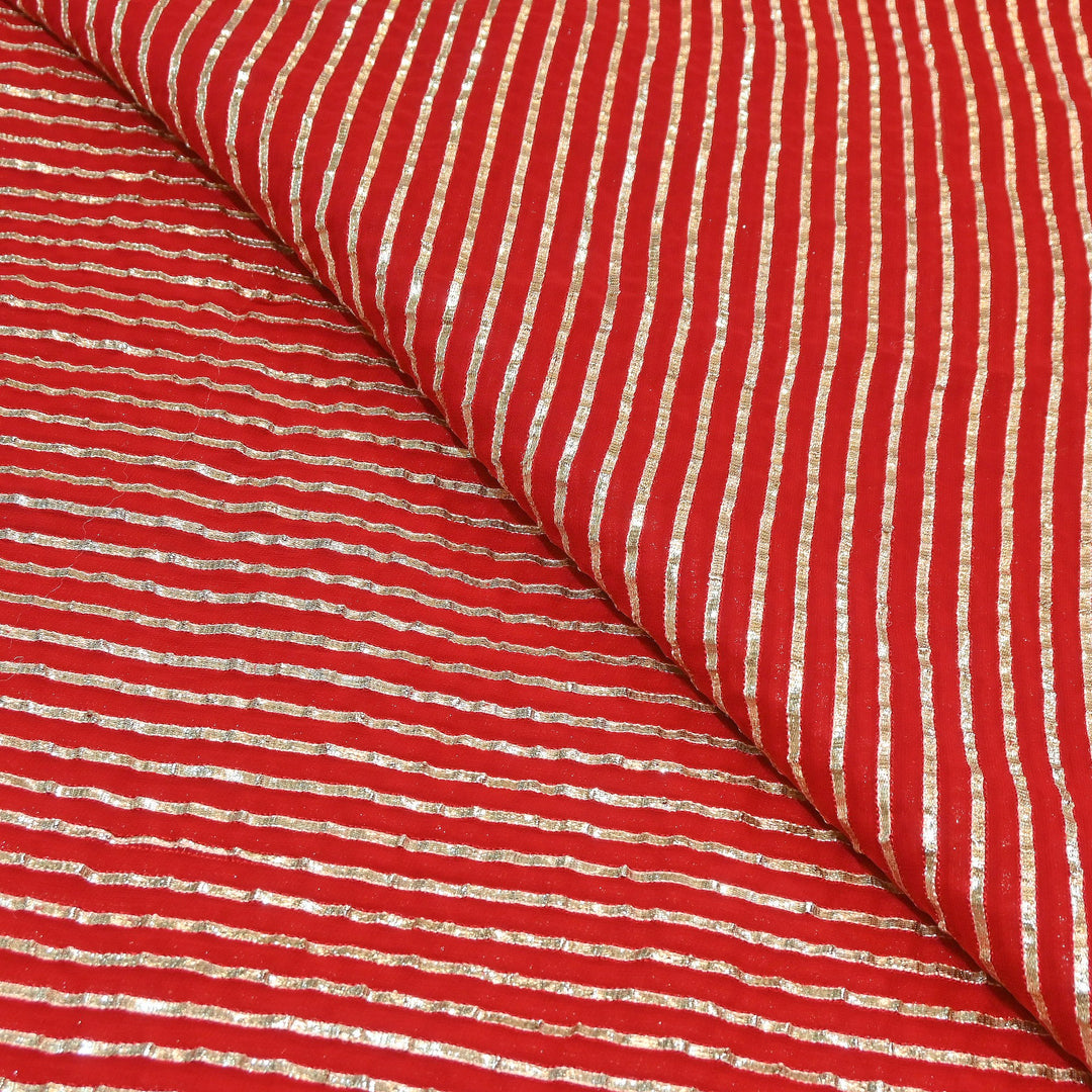 Dyed Viscose Georgette Gota Patti Fabric 44" – Premium Embellished Designer Fabric - RC2335-1