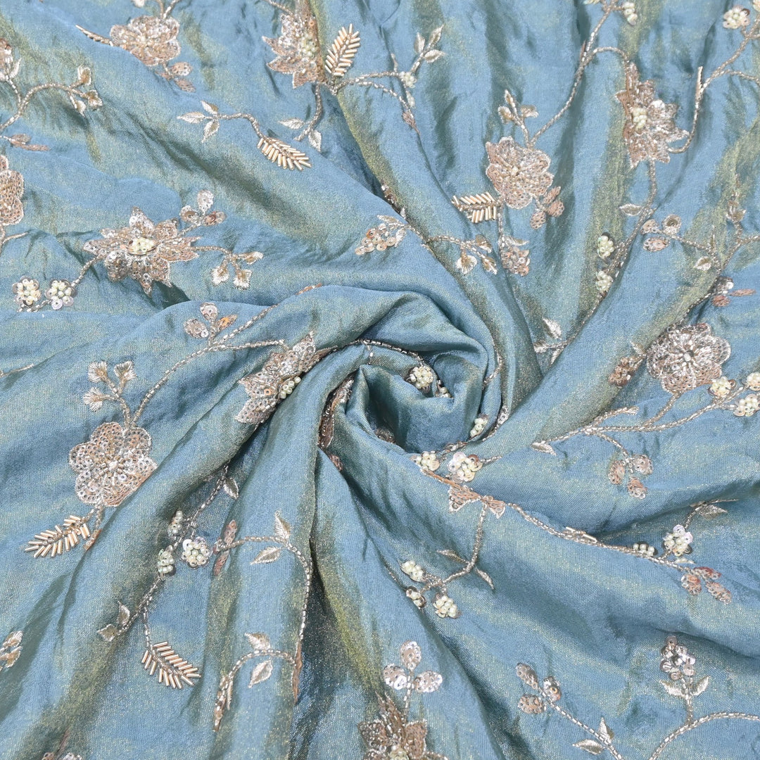 Tissue Moti & Sequins Embroidery Fabric | Elegant Designer Party Wear Fabric | V2734C-02