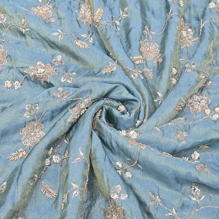 Tissue Moti & Sequins Embroidery Fabric | Elegant Designer Party Wear Fabric | V2734C-02
