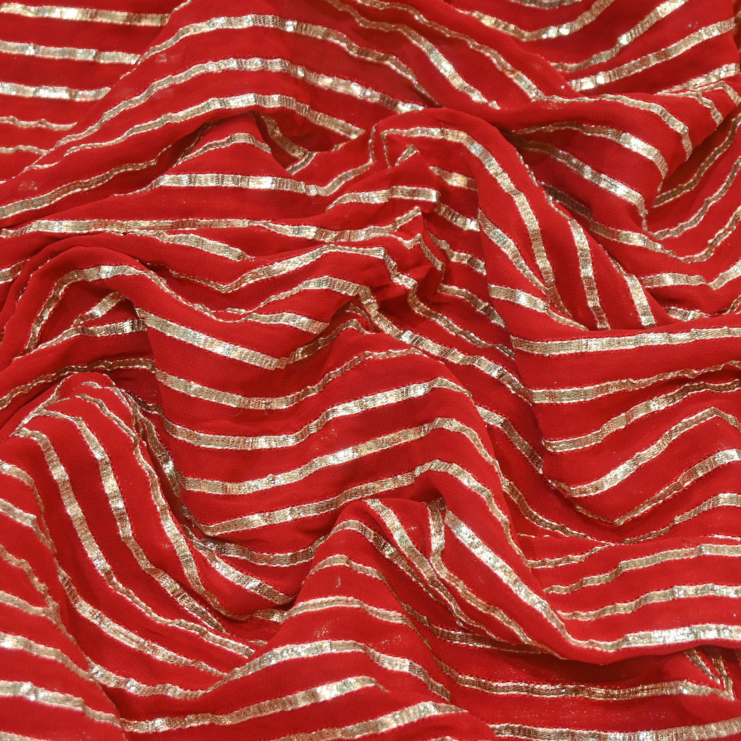 Dyed Viscose Georgette Gota Patti Fabric 44" – Premium Embellished Designer Fabric - RC2335-1