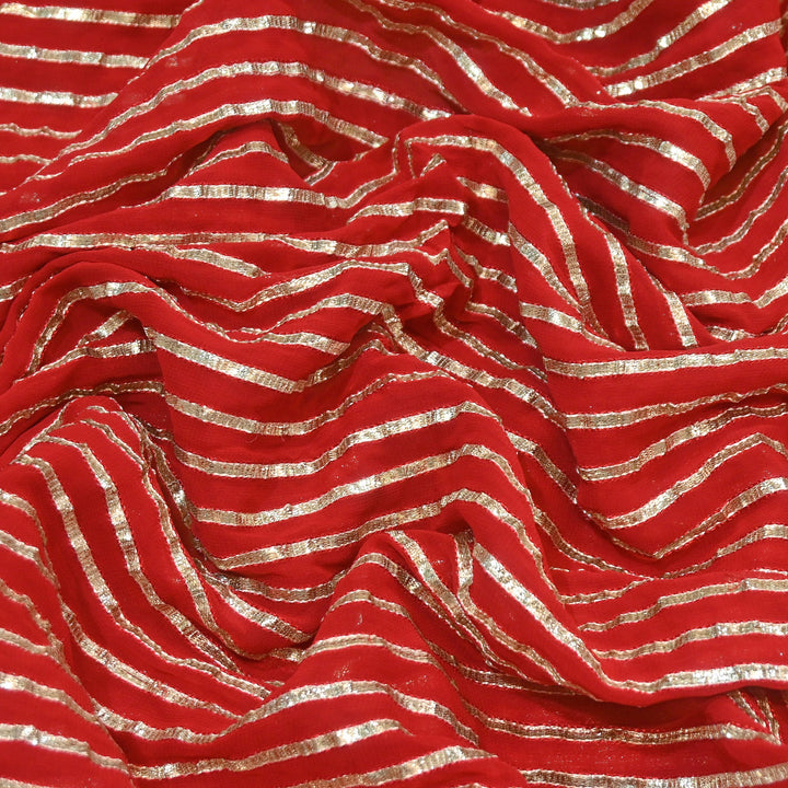 Dyed Viscose Georgette Gota Patti Fabric 44" – Premium Embellished Designer Fabric - RC2335-1