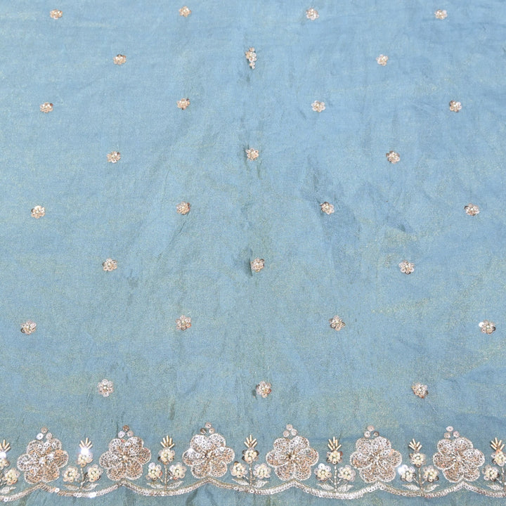 Tissue Moti & Sequins Embroidery Dupatta Fabric | Elegant Designer Party Wear Fabric | V2735C-02