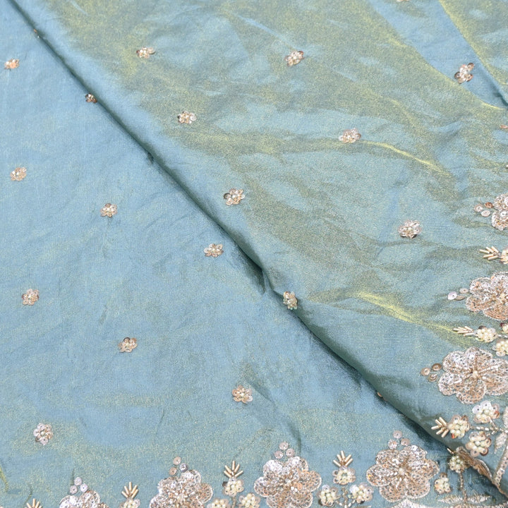 Tissue Moti & Sequins Embroidery Dupatta Fabric | Elegant Designer Party Wear Fabric | V2735C-02
