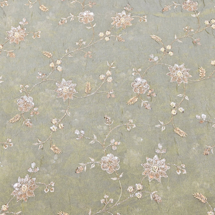 Tissue Moti & Sequins Embroidery Fabric | Elegant Designer Party Wear Fabric | V2734C-03