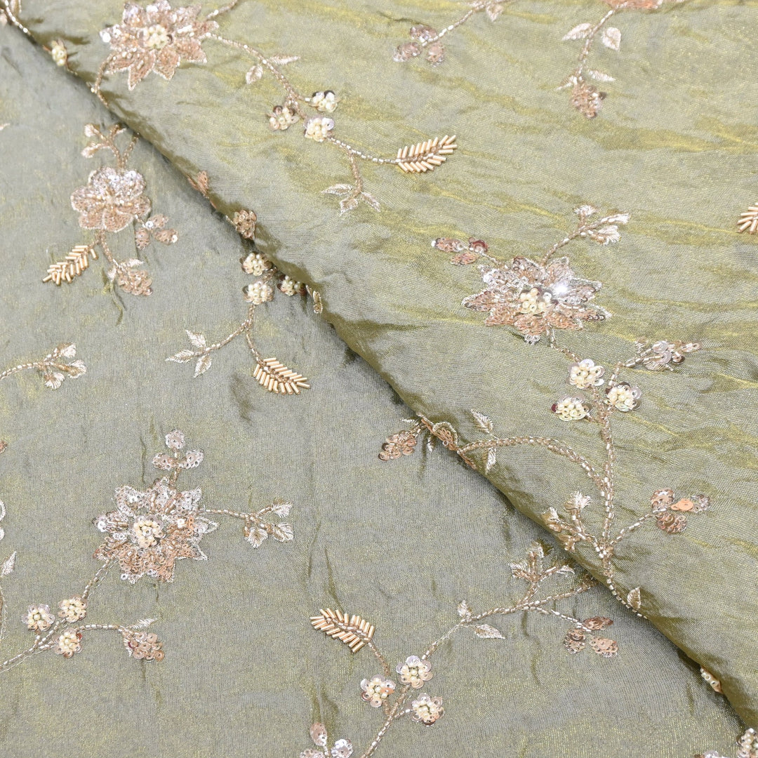 Tissue Moti & Sequins Embroidery Fabric | Elegant Designer Party Wear Fabric | V2734C-03