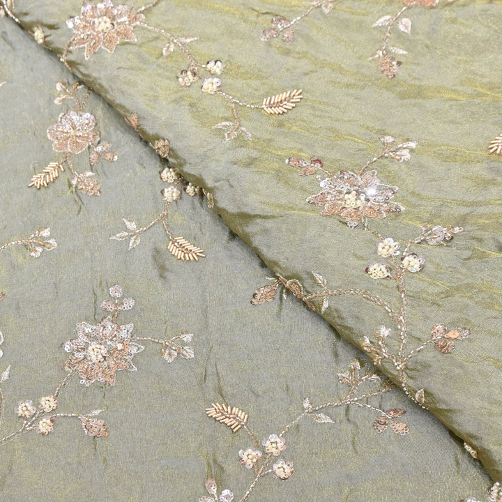 Tissue Moti & Sequins Embroidery Fabric | Elegant Designer Party Wear Fabric | V2734C-03