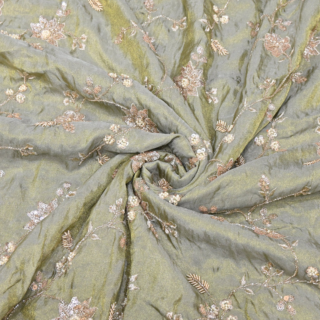 Tissue Moti & Sequins Embroidery Fabric | Elegant Designer Party Wear Fabric | V2734C-03