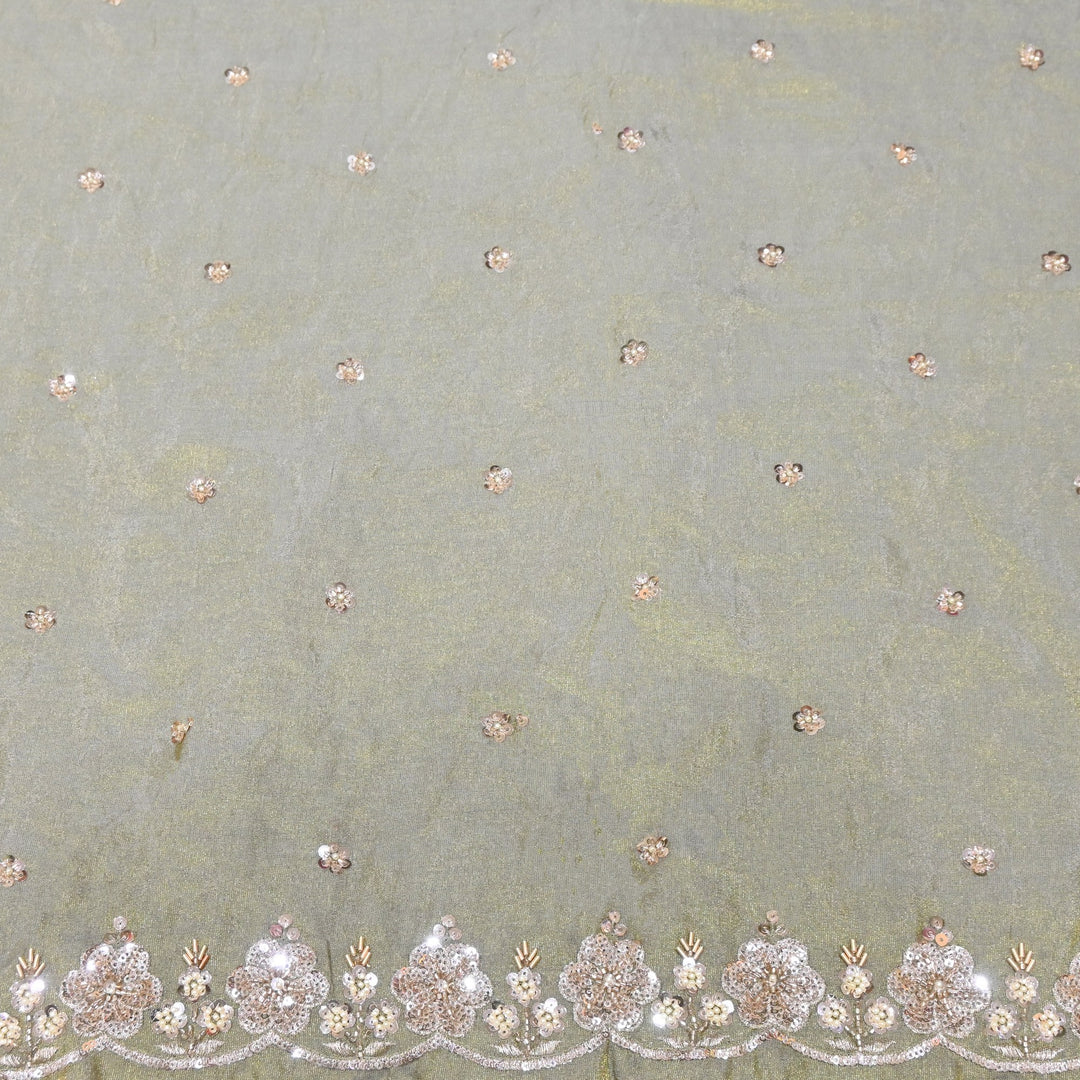 Tissue Moti & Sequins Embroidery Dupatta Fabric | Elegant Designer Party Wear Fabric | V2735C-03