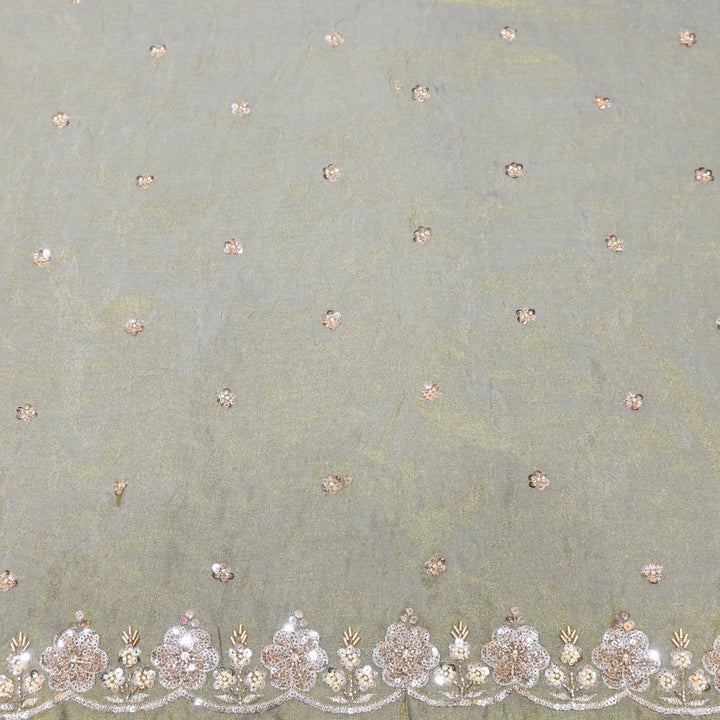 Tissue Moti & Sequins Embroidery Dupatta Fabric | Elegant Designer Party Wear Fabric | V2735C-03