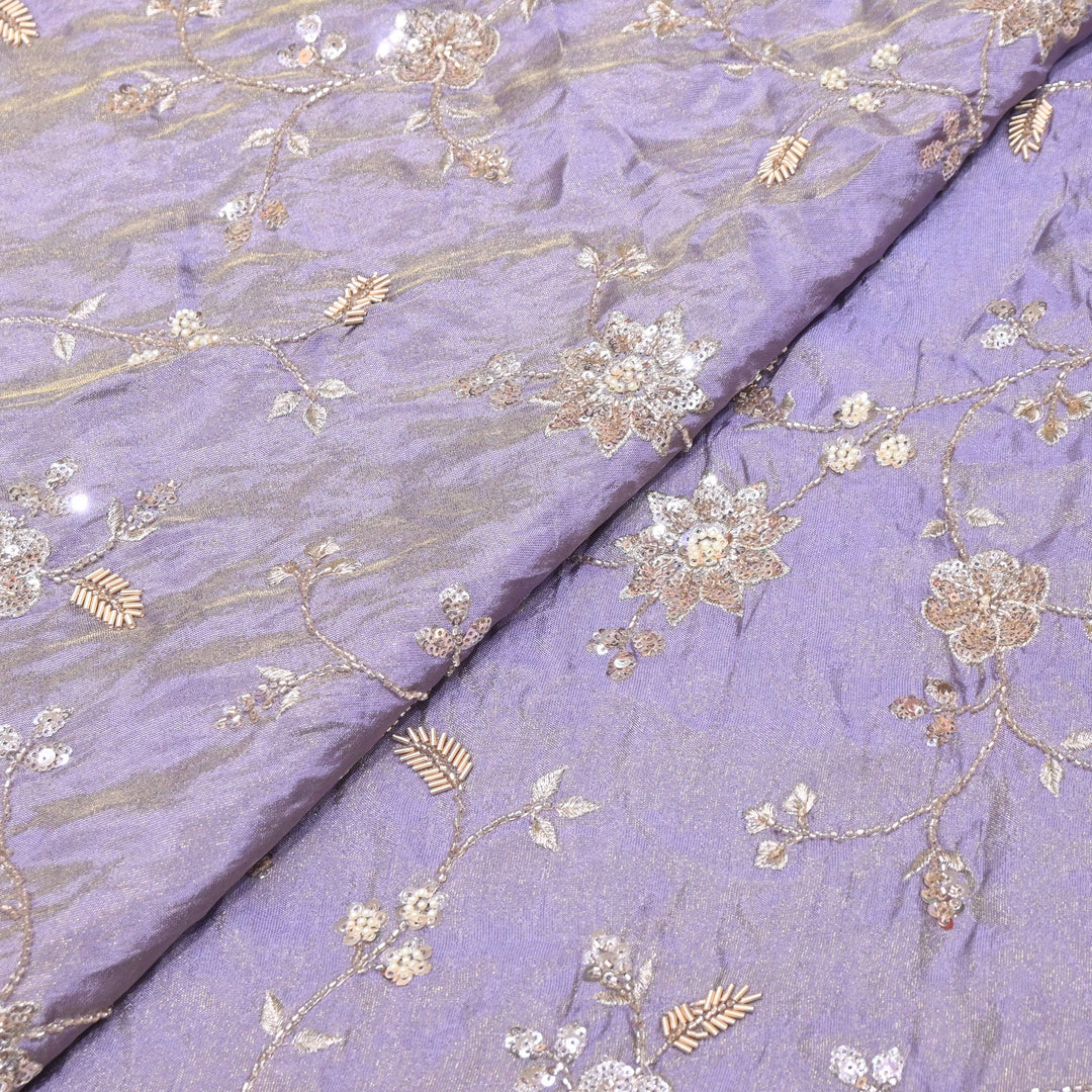 Tissue Moti & Sequins Embroidery Fabric | Elegant Designer Party Wear Fabric | V2734C-04