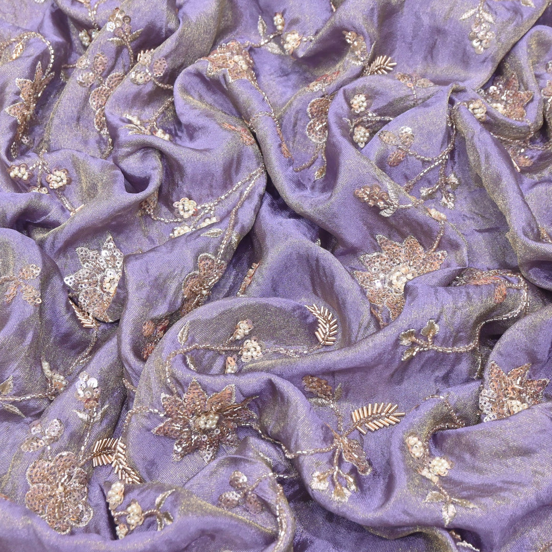 Tissue Moti & Sequins Embroidery Fabric | Elegant Designer Party Wear Fabric | V2734C-04