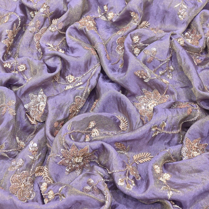 Tissue Moti & Sequins Embroidery Fabric | Elegant Designer Party Wear Fabric | V2734C-04