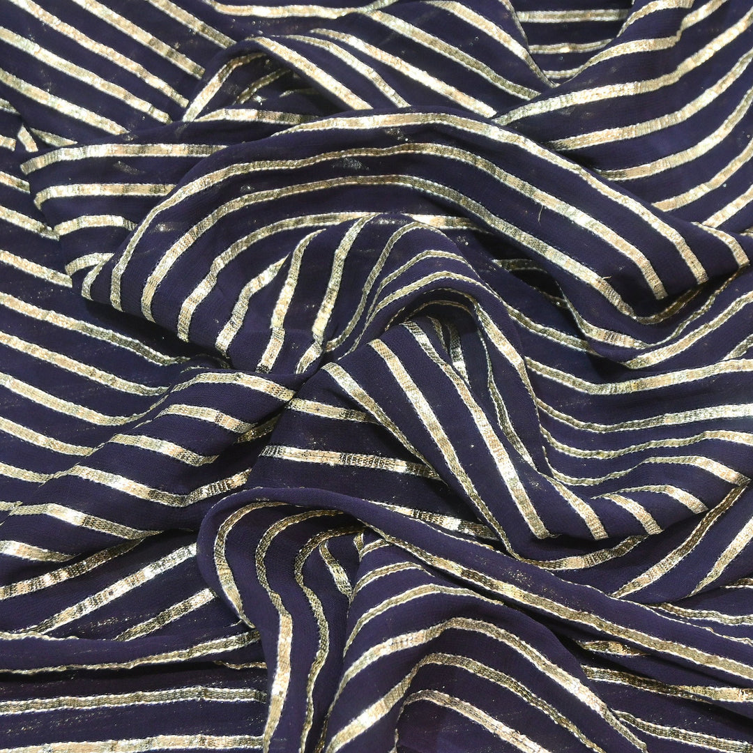 Dyed Viscose Georgette Gota Patti Fabric 44" – Premium Embellished Designer Fabric - RC2335-3