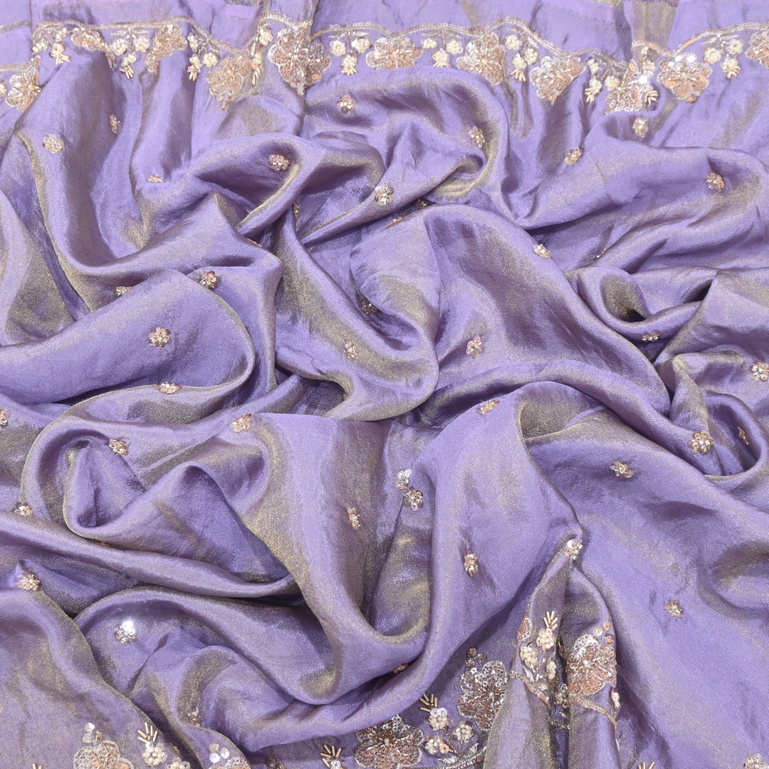 Tissue Moti & Sequins Embroidery Dupatta Fabric | Elegant Designer Party Wear Fabric | V2735C-04