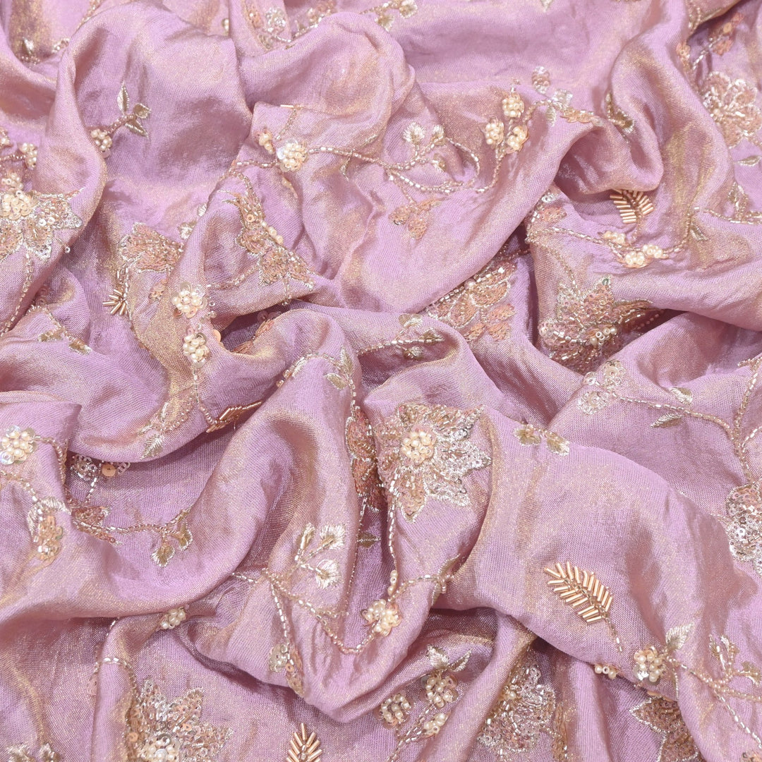 Tissue Moti & Sequins Embroidery Fabric | Elegant Designer Party Wear Fabric | V2734C-05