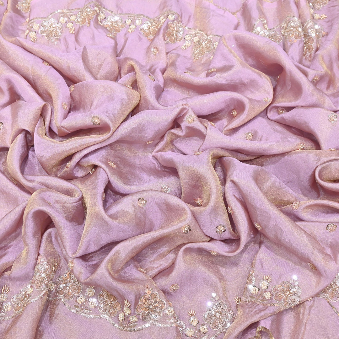 Tissue Moti & Sequins Embroidery Dupatta Fabric | Elegant Designer Party Wear Fabric | V2735C-05