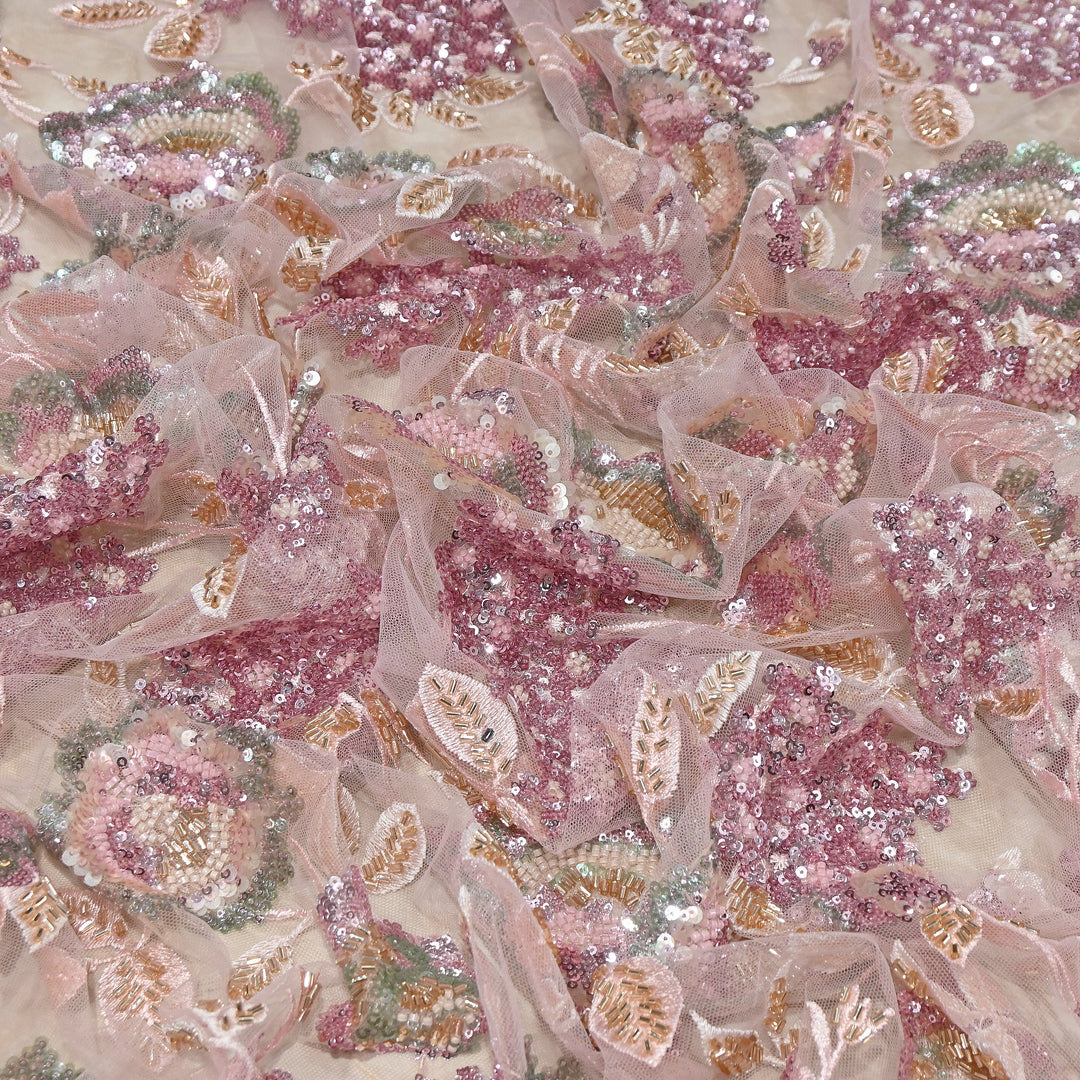 Premium Net Embroidery Fabric | Designer Net Fabric for Suits | 000648 | A1