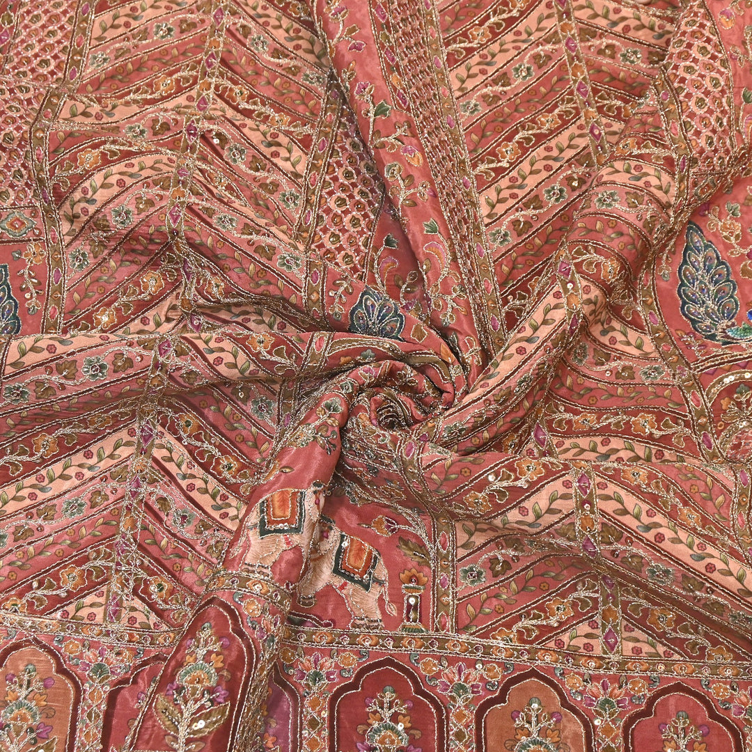 Multi Color Crepe Position Print Zari & Sequins Embroidery Fabric – Premium Designer Fabric-0NP481-01