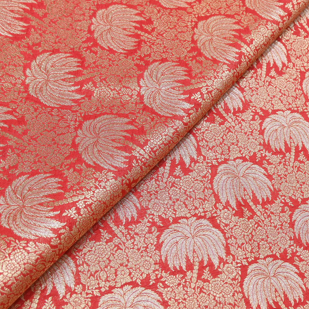 Silk Alfi Zari Brocade Fabric 44" | Luxury Traditional Designer Fabric | AS1856-09
