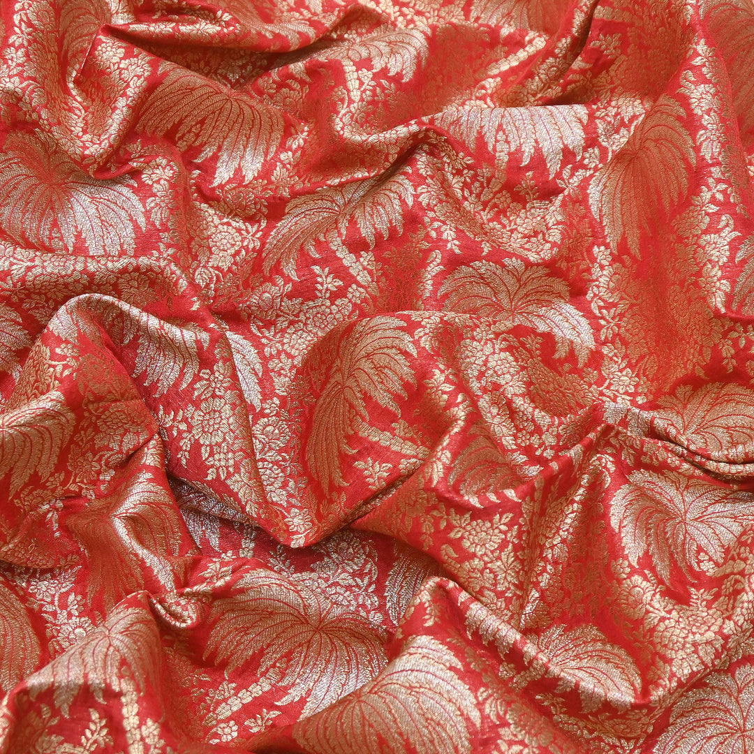 Silk Alfi Zari Brocade Fabric 44" | Luxury Traditional Designer Fabric | AS1856-09
