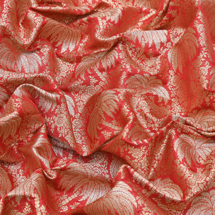 Silk Alfi Zari Brocade Fabric 44" | Luxury Traditional Designer Fabric | AS1856-09