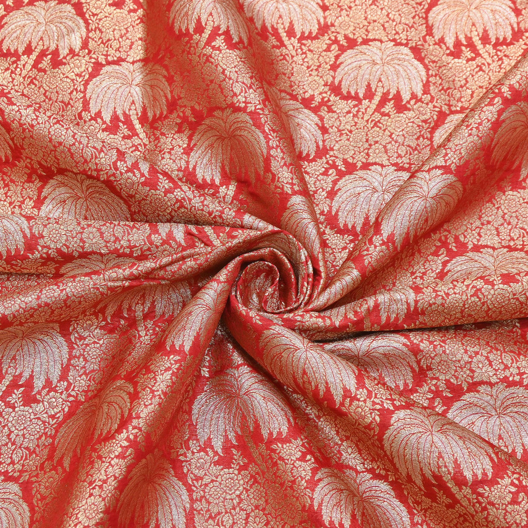 Silk Alfi Zari Brocade Fabric 44" | Luxury Traditional Designer Fabric | AS1856-09