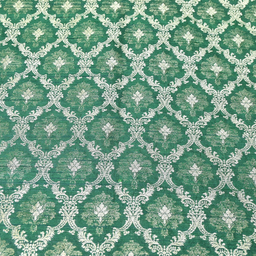Pure Raw Silk Alfi Zari Brocade Fabric 44" | Luxury Traditional Designer Fabric | ASE001-01
