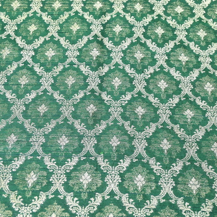 Pure Raw Silk Alfi Zari Brocade Fabric 44" | Luxury Traditional Designer Fabric | ASE001-01