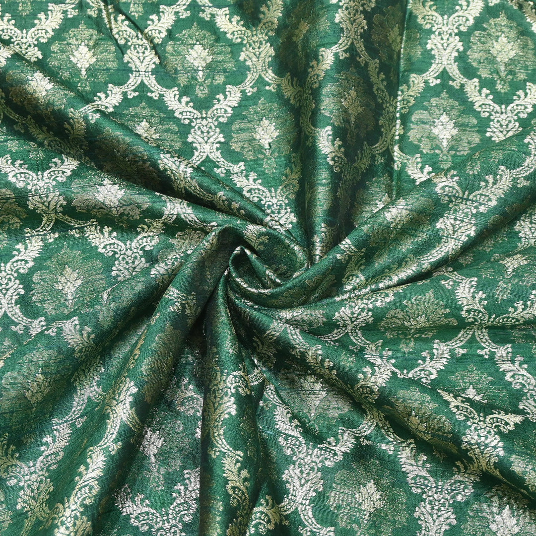 Pure Raw Silk Alfi Zari Brocade Fabric 44" | Luxury Traditional Designer Fabric | ASE001-01
