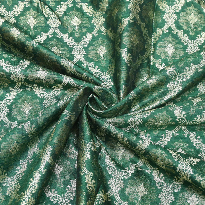 Pure Raw Silk Alfi Zari Brocade Fabric 44" | Luxury Traditional Designer Fabric | ASE001-01