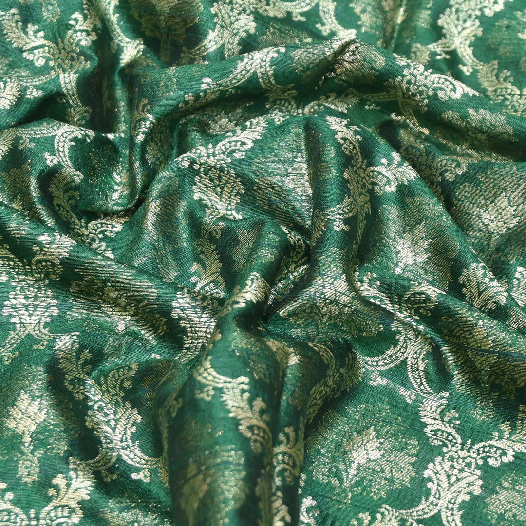 Pure Raw Silk Alfi Zari Brocade Fabric 44" | Luxury Traditional Designer Fabric | ASE001-01