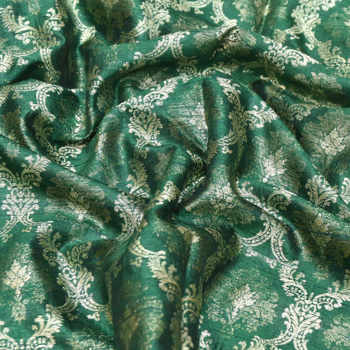 Pure Raw Silk Alfi Zari Brocade Fabric 44" | Luxury Traditional Designer Fabric | ASE001-01