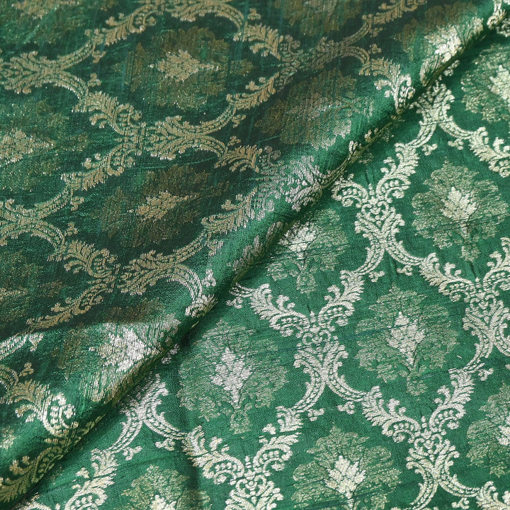 Pure Raw Silk Alfi Zari Brocade Fabric 44" | Luxury Traditional Designer Fabric | ASE001-01