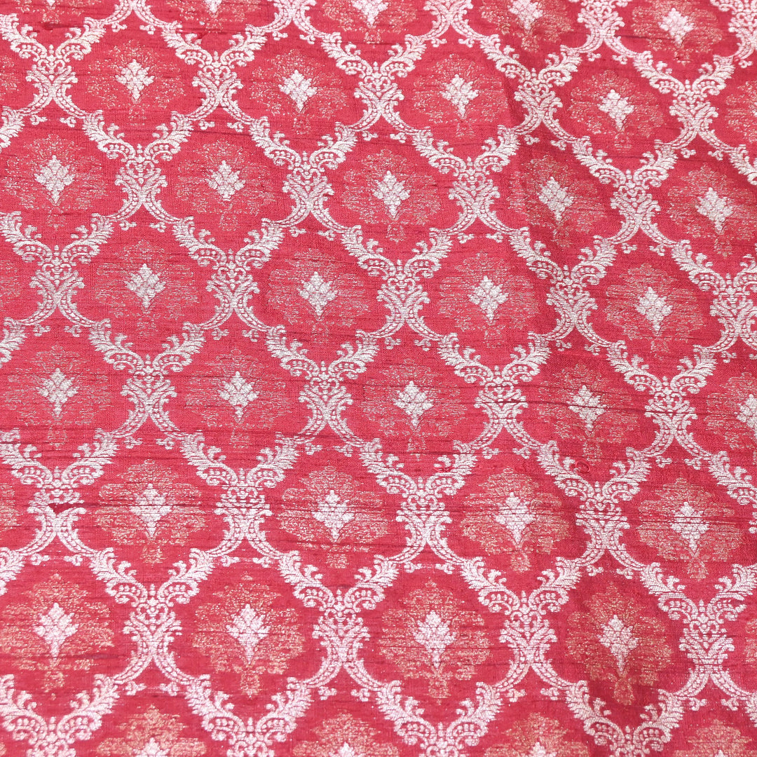 Pure Raw Silk Alfi Zari Brocade Fabric 44" | Luxury Traditional Designer Fabric | ASE001-02