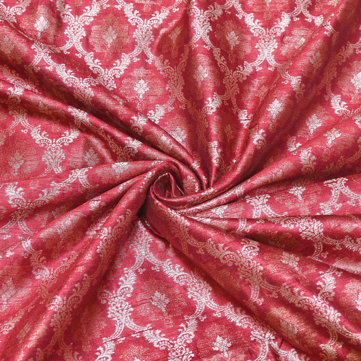 Pure Raw Silk Alfi Zari Brocade Fabric 44" | Luxury Traditional Designer Fabric | ASE001-02
