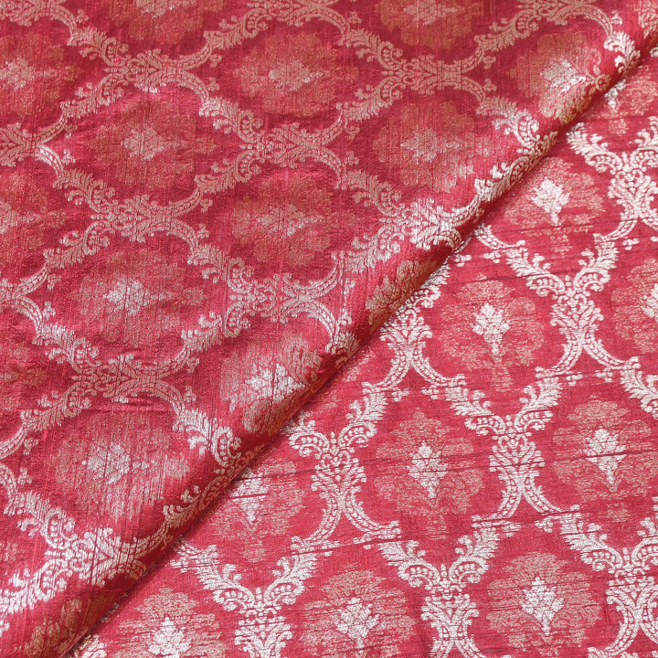 Pure Raw Silk Alfi Zari Brocade Fabric 44" | Luxury Traditional Designer Fabric | ASE001-02